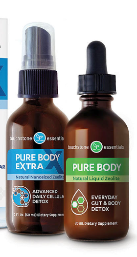 Zeolite whole body detox pack -  1 Pure Body Extra (60mL) spray & 1 Pure Body (20mL) drops