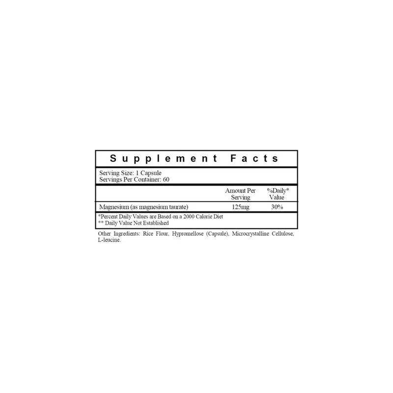 Magnesium Taurate (Elemental Mg 125 mg) - 60 capsules