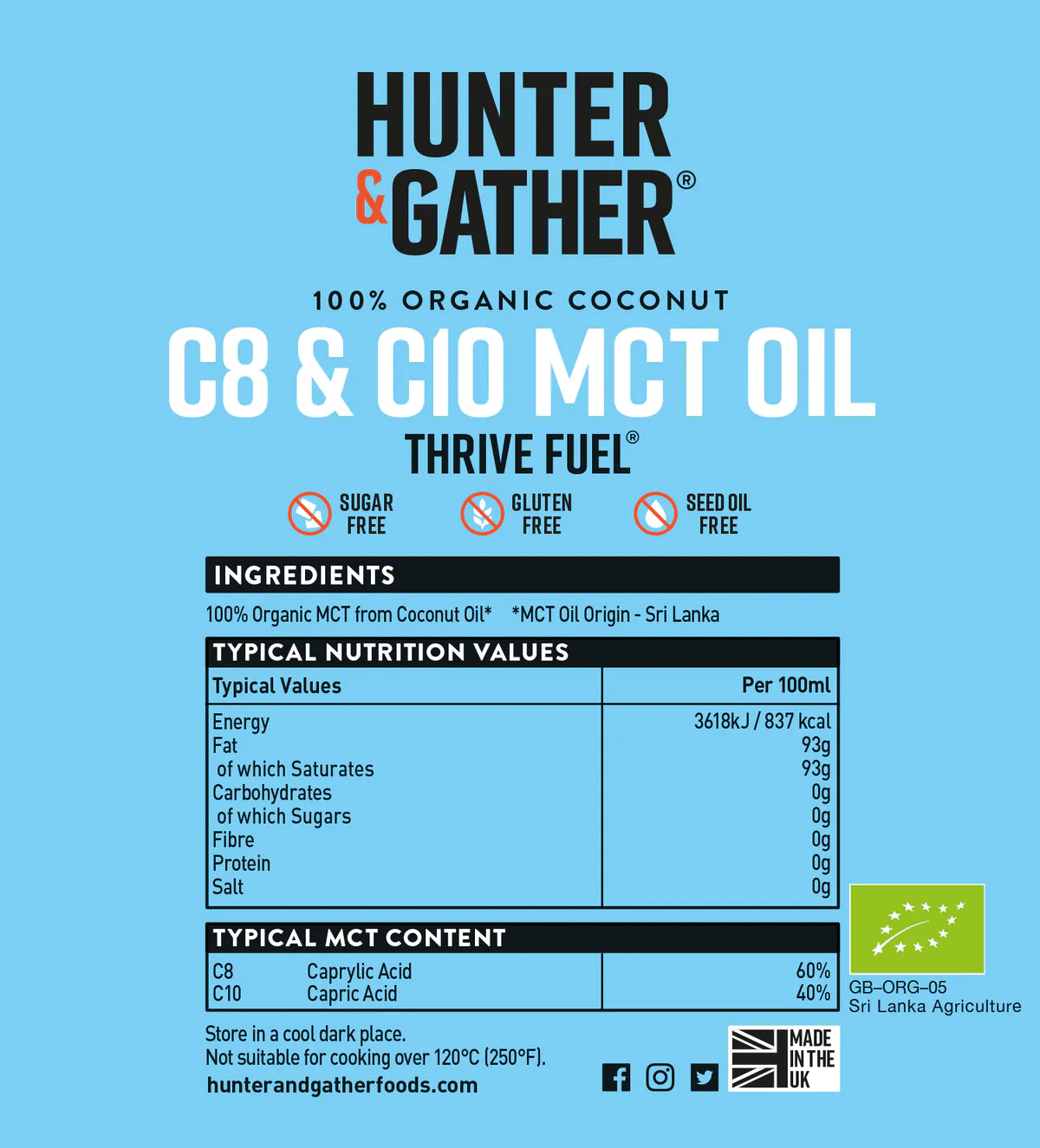 Organic C8/C10 MCT Oil from Coconuts - 500ml