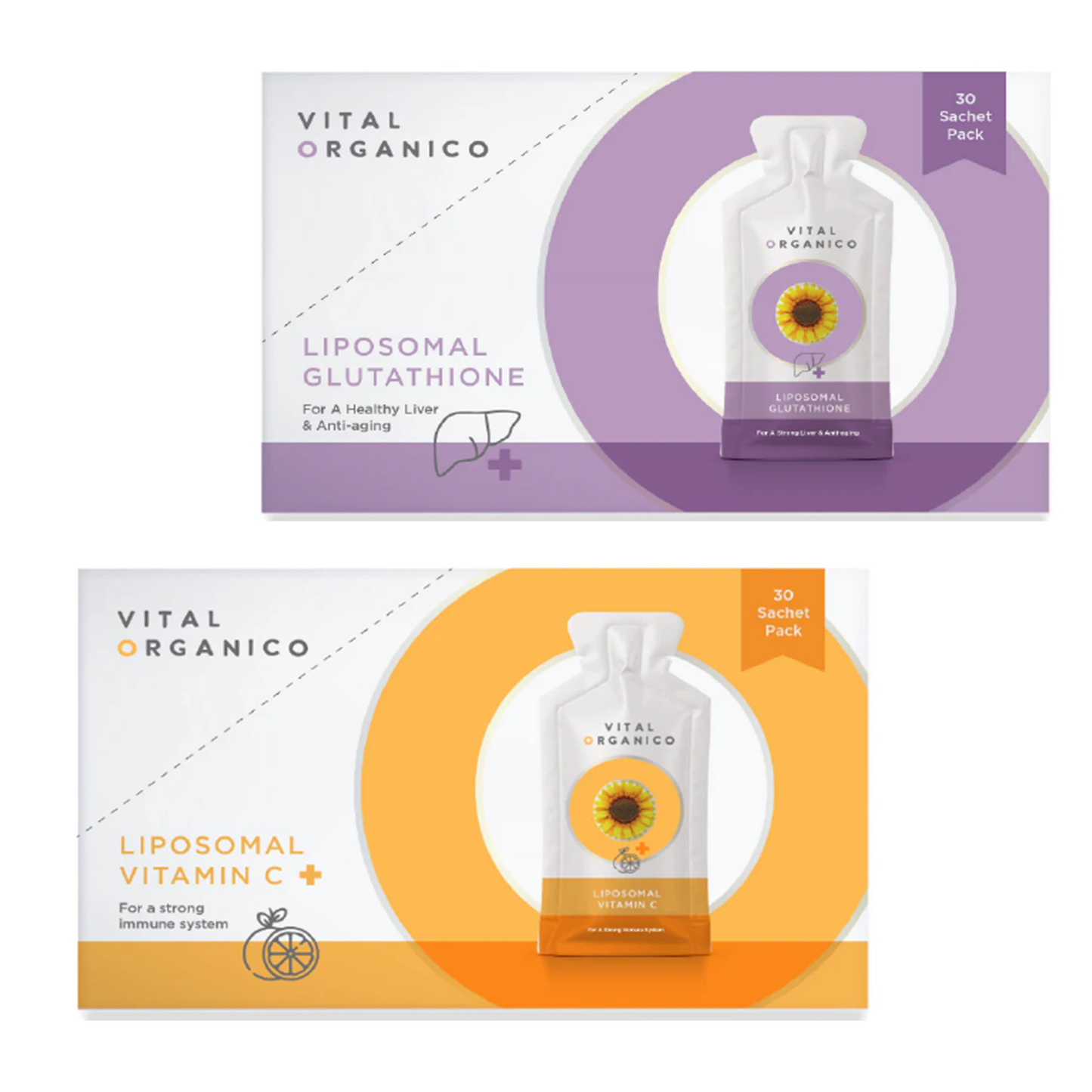 Liposomal Glutathione & Vitamin C Combo – 30 Sachets Each