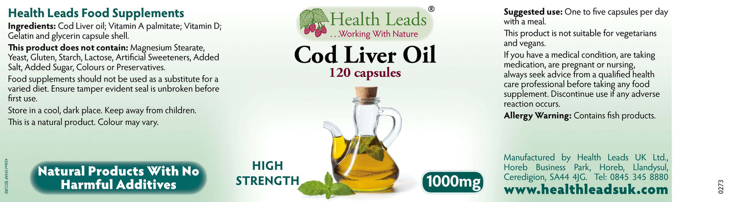 Cod Liver Oil 1000mg ( high strength)  - 120 capsules